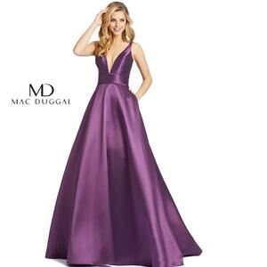 Ieena for MacDuggal the plunge v neck ballroom amethyst purple gown dress 4